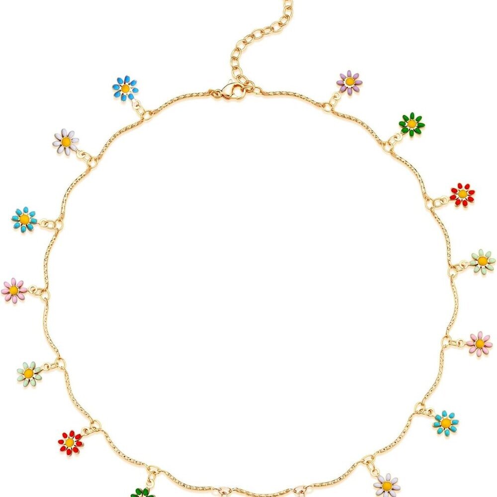 Cute Choker Necklace for Women Colorful Daisy Flower Choker Cute Chain Choker Ne